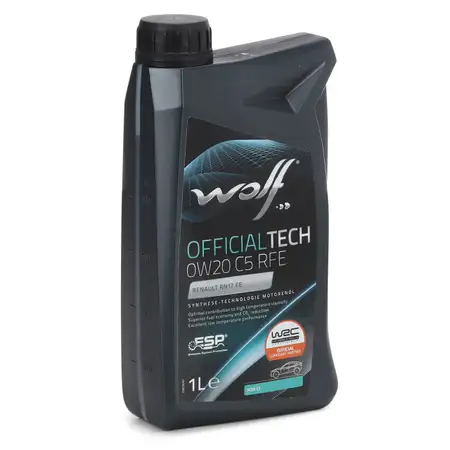 1L 1 Liter WOLF OFFICIALTECH 0W20 C5 RFE Motor&ouml;l &Ouml;l ACEA C5 Renault RN17FE