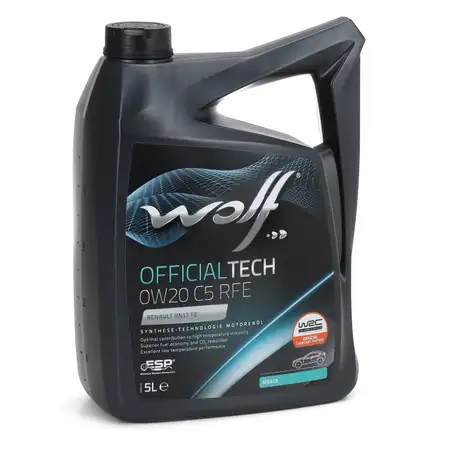 5L 5 Liter WOLF OFFICIALTECH 0W20 C5 RFE Motor&ouml;l &Ouml;l ACEA C5 Renault RN17FE