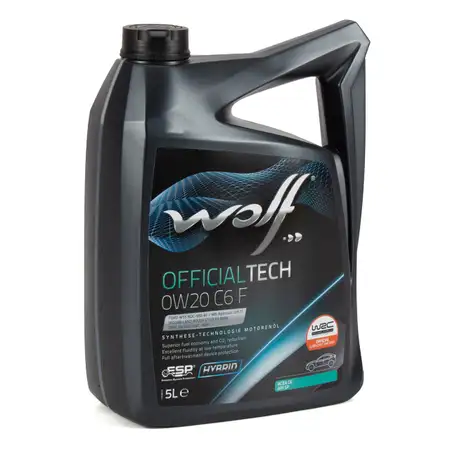 5L 5 Liter WOLF OFFICIALTECH 0W20 C6 F Motor&ouml;l MB 229.71 JAGUAR LAND ROVER STJLR.03.506