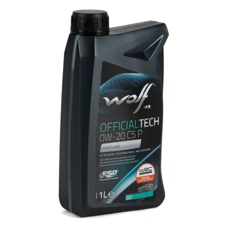 1L 1 Liter WOLF OFFICIALTECH 0W-20 C5 P Motor&ouml;l &Ouml;l Fiat 9.55535-DM1 PSA B71 2010