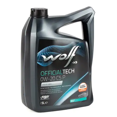 5L 5 Liter WOLF OFFICIALTECH 0W-20 C5 P Motor&ouml;l &Ouml;l Fiat 9.55535-DM1 PSA B71 2010