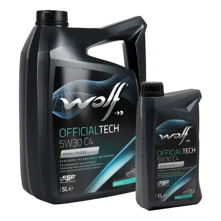 6L 6 Liter WOLF OFFICIALTECH 5W30 C4 Moto&ouml;l &Ouml;l MB 229.51 RENAULT RN0720 FIAT 9.55535-S4