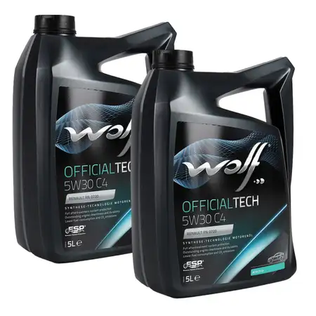 10L 10 Liter WOLF OFFICIALTECH 5W30 C4 Moto&ouml;l &Ouml;l MB 229.51 RENAULT RN0720 FIAT 9.55535-S4