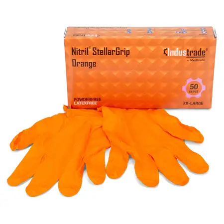 50x Nitril Stellar Grip Schutzhandschuhe Einweghandschuhe Latexfree Gr&ouml;&szlig;e XXL ORANGE