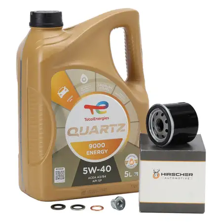 5L TOTAL QUARTZ 9000 ENERGY 5W-40 Motor&ouml;l + HIRSCHER &Ouml;lfilter RENAULT DACIA 1.2