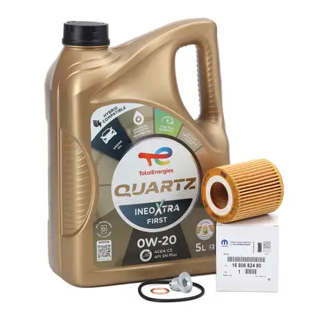 5L TOTAL QUARTZ INEO XTRA FIRST 0W-20 Motor&ouml;l + ORIGINAL MOPAR &Ouml;lfilter PSA OPEL 1.5 D