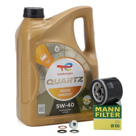 5L TOTAL QUARTZ 9000 ENERGY 5W-40 Motor&ouml;l + MANN &Ouml;lfilter RENAULT Clio 2 3 4 Twingo 1.2