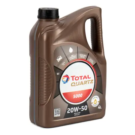 4L 4 Liter TOTAL QUARTZ 5000 20W-50 Motor&ouml;l &Ouml;l MB 229.1 PSA B712295 VW 501.01/505.00