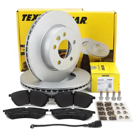 TEXTAR Bremsen Set Bremsscheiben + Bremsbel&auml;ge + Sensor VW Multivan T7 PR-1LA vorne