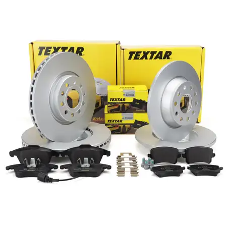 TEXTAR Bremsscheiben + Bremsbel&auml;ge + Sensor VW Tiguan (5N_) AUDI Q3 (8U) vorne + hinten