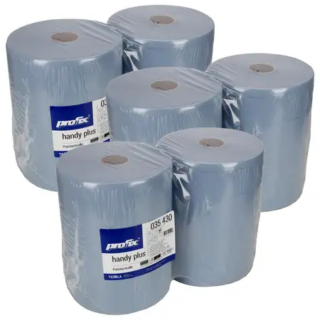 6x Putzrolle Putzt&uuml;cher Putzpapier Papierrolle BLAU 2-LAGIG 36x38cm 6000 Blatt