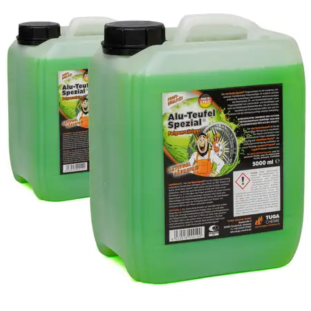 2x 5L 5 Liter TUGA Alu-Teufel Spezial Felgenreiniger Aktivgel s&auml;urefrei GR&Uuml;N