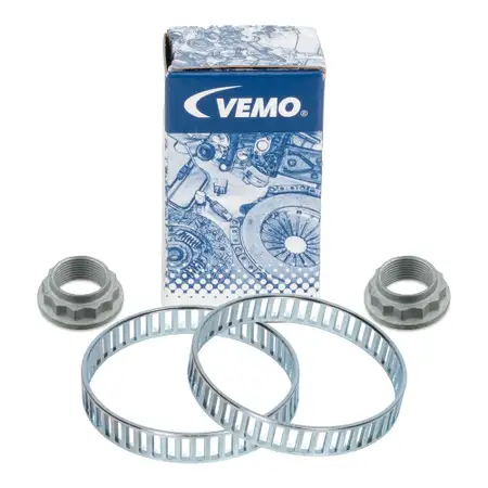 2x VEMO ABS Sensorring + Achsmutter BMW E81/82/87/88 3er E46 E90/91/92/93 Z4 E85 hinten