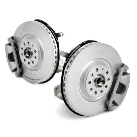 2x Achsschenkel + Bremsscheiben + Bremsbel&auml;ge + Bremssattel f&uuml;r VW Passat B8 Tiguan vorne