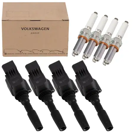 4x Z&uuml;ndspule + 4x ORIGINAL Z&uuml;ndkerze f&uuml;r VW Golf 7 8 Passat B8 Polo Tiguan Touran 1.5 TSI