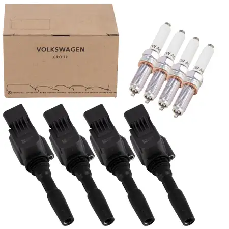 4x Z&uuml;ndspule + 4x ORIGINAL Z&uuml;ndkerze f&uuml;r VW Golf 8 Passat B8 Polo 6 Tiguan Touran 1.5 TSI