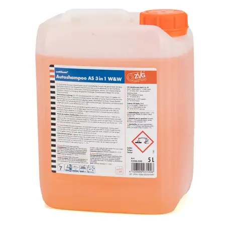 5L 5 Liter ZETCLEAN 51506-050 Autoshampoo Shampoo Reiniger PKW AS 3 in 1 W&amp;W Konzentrat