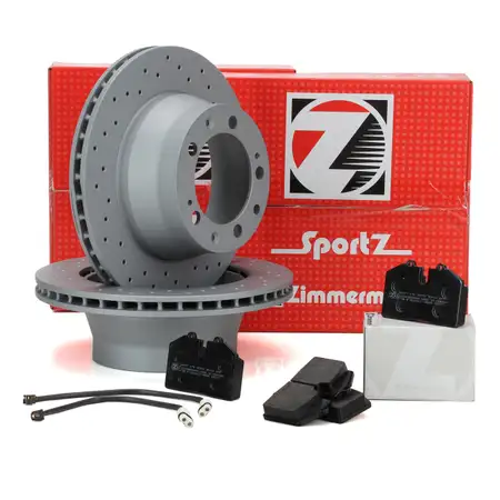 Zimmermann SPORT Bremsscheiben + pb:z Bel&auml;ge + Sensor PORSCHE 944 2.5 Turbo 3.0 S2 hinten