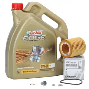 5L CASTROL EDGE 5W-30 M LL-04 Motoröl + ORIGINAL BMW Ölfilter F30-34 F32 F10 X1 X3 X5 N20