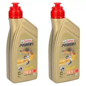 2L 2 Liter CASTROL POWER 1 15W-50 4T 4-TAKT Motorrad Motoröl API SN JASO MA-2