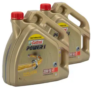 8 Liter CASTROL Motoröl Öl POWER 1 20W-50 4T 4-TAKT Motorrad API SN JASO MA-2