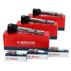 3x BREMI Zündspule + 3x BOSCH Zündkerze VW Polo 9N Fox SEAT Ibiza 3 SKODA Fabia 1 2 1.2