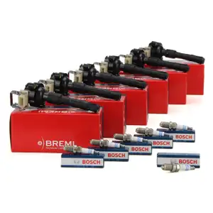 6x BREMI Zündspule + BOSCH FGR7DQP+ Zündkerze BMW 3er E36 E46 5er E39 E38 Z3 M50 M52 M54