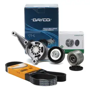 DAYCO 6PK1050 Keilrippenriemen + Spanner + INA Riemenscheibe VW Golf 5 Passat 1.9/2.0 TDI