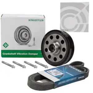 DAYCO Keilrippenriemen + INA Riemenscheibe + Schrauben BMW 1er E81-88 3er E90-93 N47