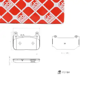 FEBI 172184 Bremsbeläge Bremsbelagsatz MERCEDES-BENZ S300 W222 V222 X222 vorne 0064209620