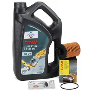 5L FUCHS TITAN SUPERSYN F ECO-DT 5W30 Motoröl + BOSCH Ölfilter PSA FORD VOLVO 1.4-1.6 D