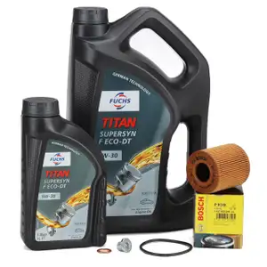 6L FUCHS TITAN SUPERSYN F ECO-DT 5W30 Motoröl + BOSCH Ölfilter CITROEN FORD PEUGEOT 2.0 D