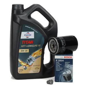 5L FUCHS TITAN 0W-30 Motoröl + BOSCH Ölfilter AUDI SEAT SKODA VW 1.6 1.8 2.0 06A115561B