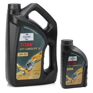 6L 6 Liter FUCHS Motoröl Öl TITAN GT1 LONGLIFE IV 0W20 ACEA C5 VW 508.00/509.00