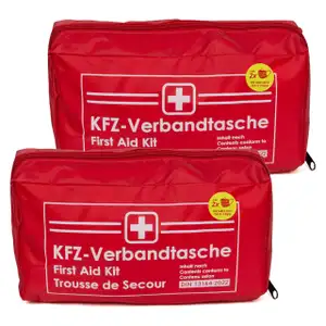 2x AUTO PKW Verbandtasche Verbandkasten Erste-Hilfe DIN13164-2022 (MHD 08.2028)