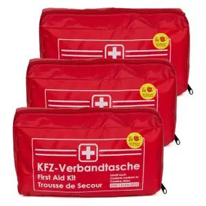 3x AUTO PKW Verbandtasche Verbandkasten Erste-Hilfe DIN13164-2022 (MHD 08.2028)