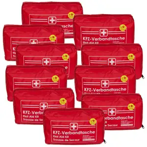 10x AUTO PKW Verbandtasche Verbandkasten Erste-Hilfe DIN13164-2022 (MHD 08.2028)