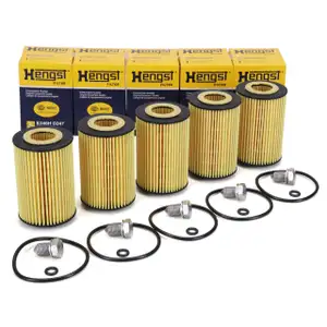 5x HENGST E340HD247 Ölfilter + Schraube VW Golf 7 Passat Polo Tiguan Touran T6 1.6/2.0 TDI