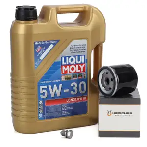 5L LIQUI MOLY 5W30 LONGLIFE III Motoröl + HIRSCHER Ölfilter VW Golf 4 5 6 Polo 3-5 1.0-1.6