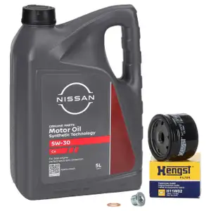 5L ORIGINAL 5W30 DPF Motoröl + HENGST Ölfilter NISSAN Micra 3 Primera P12 Qashqai 1 dCi