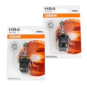 2x OSRAM Halogenlampe HB4 ORIGINAL LINE 12V 51W P22d 9006-01B