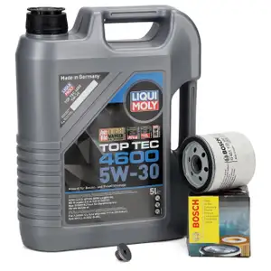 5L LIQUI MOLY TOP TEC 4600 5W30 dexos2 Motoröl + BOSCH Ölfilter OPEL 1.6 1.8 2.0 95509857