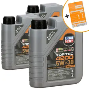 3L 3 Liter LIQUI MOLY 3706 TOP TEC 4200 5W30 Motoröl NEW GEN VW 504.00 507.00 BMW LL-04