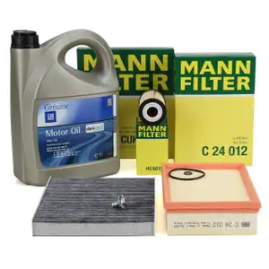 MANN Filterset 3-tlg + 5L ORIGINAL 5W-30 dexos2 Motoröl OPEL Mokka / X (J13) 1.6 CDTi