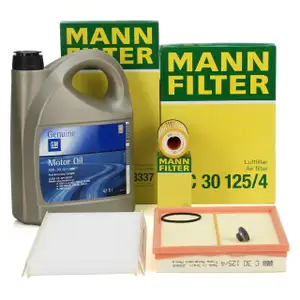 MANN Filterset + 5L ORIGINAL 5W30 dexos2 Motoröl OPEL Corsa C Tigra B 1.0-1.4 ab Motor