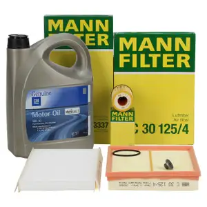 MANN Filterset + 5L ORIGINAL 5W30 dexos1 Gen3 Motor OPEL Corsa C Tigra B 1.0-1.4 ab Motor