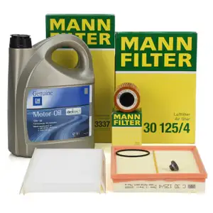 MANN Filterset 3-tlg + 5L ORIGINAL 5W30 dexos1 Gen3 Motor OPEL Corsa 1.3 CDTI mit UFI