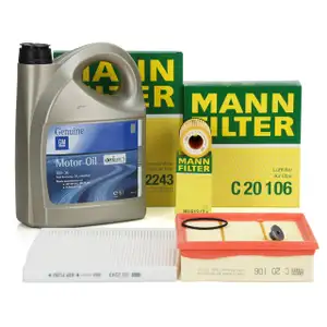 MANN Filterset + 5L ORIGINAL 5W30 dexos1 Gen3 Motoröl OPEL Corsa D E 1.0 1.2 1.4 ab Motor