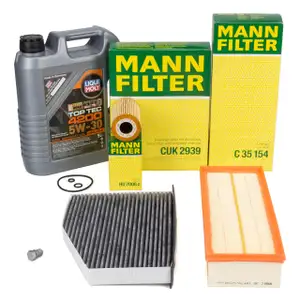 MANN Filterset 3-tlg + 5L LIQUI MOLY 5W30 Motoröl VW Golf 5 6 Passat A3 8P 1.6/2.0 TDI