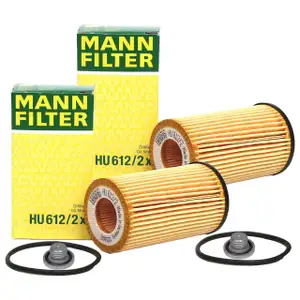 2x MANN HU612/2x Ölfilter + Schraube für ALFA ROMEO CHEVROLET FIAT OPEL SAAB SUZUKI